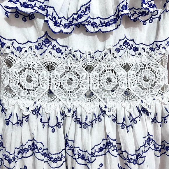 NWT ASOS Broderie Blouson Sleeve Midi Dress w/ Contrast Embroidery MSRP$260 - Picture 7 of 16